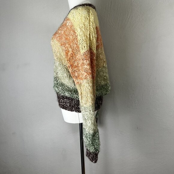 VTG Rainbow Sweater Tuareg Striped 70’s Puff Sleeve‎ Neck Retro Vintage Size S? - Picture 4 of 10